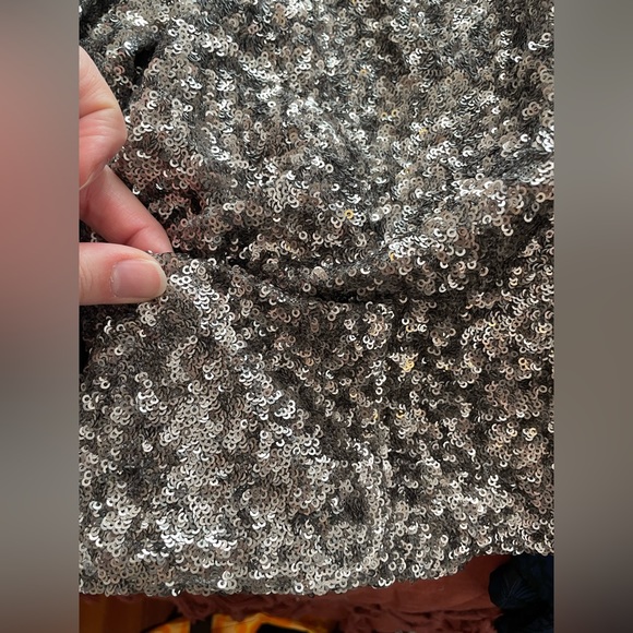 Silver Sequin Crop Bolero Jacket L - Picture 10 of 11